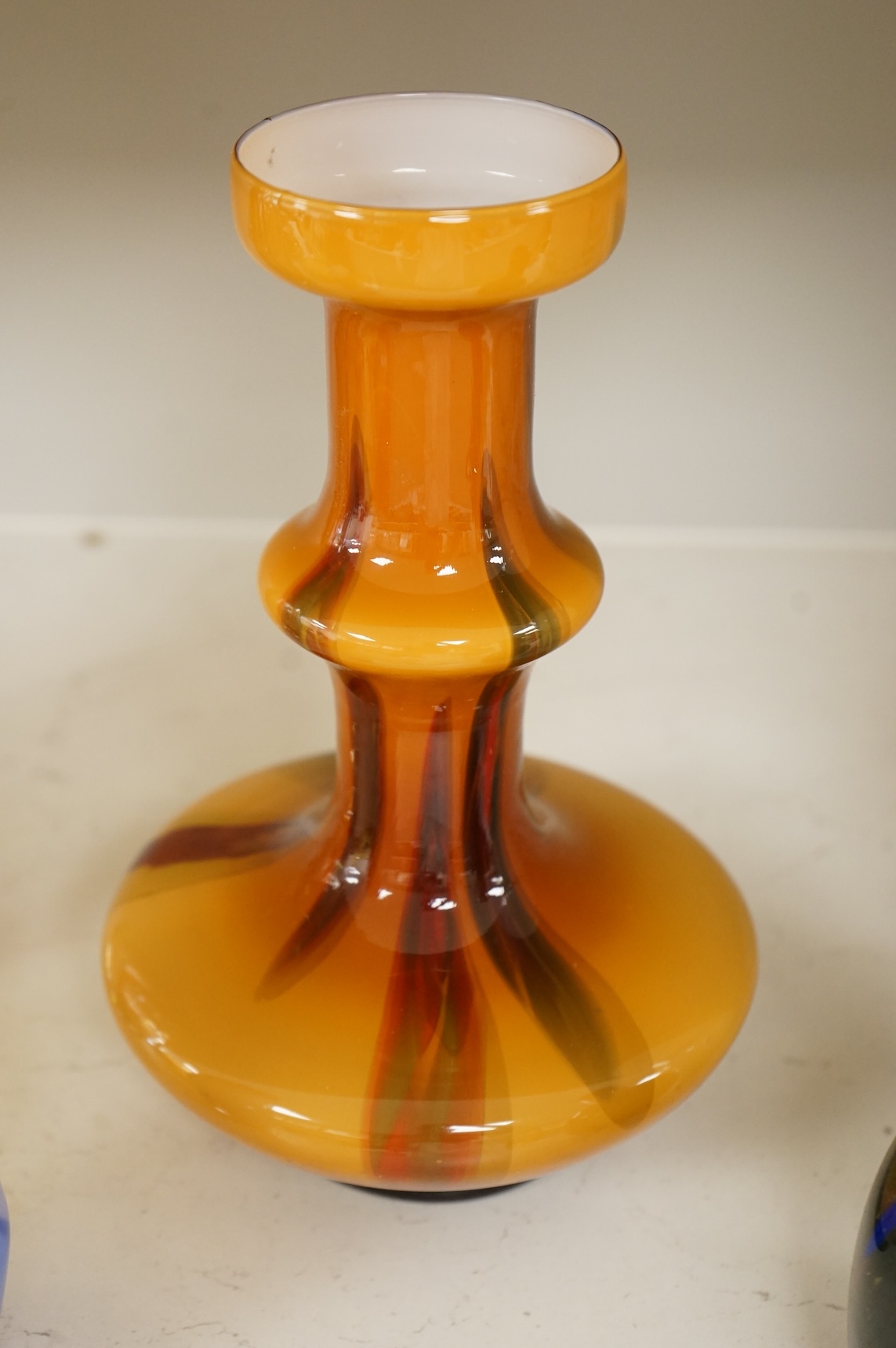 Six 1960’s and later coloured glass vases, tallest 29.5cm